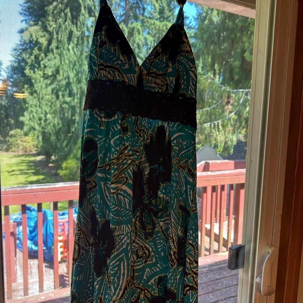 Elegant Teal and Black Women's Dress